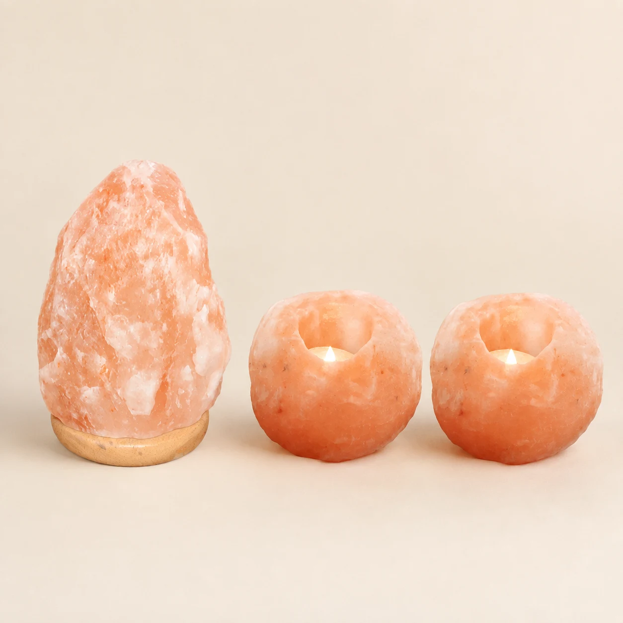 Special Offer - Himalayan Rock Salt Lamp & Candle Holders — 1 Lamp + 2 Candle Holders